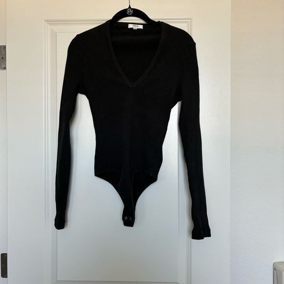 Agolde Tops - AGOLDE Deep V-Neck Long-Sleeved Bodysuit size M